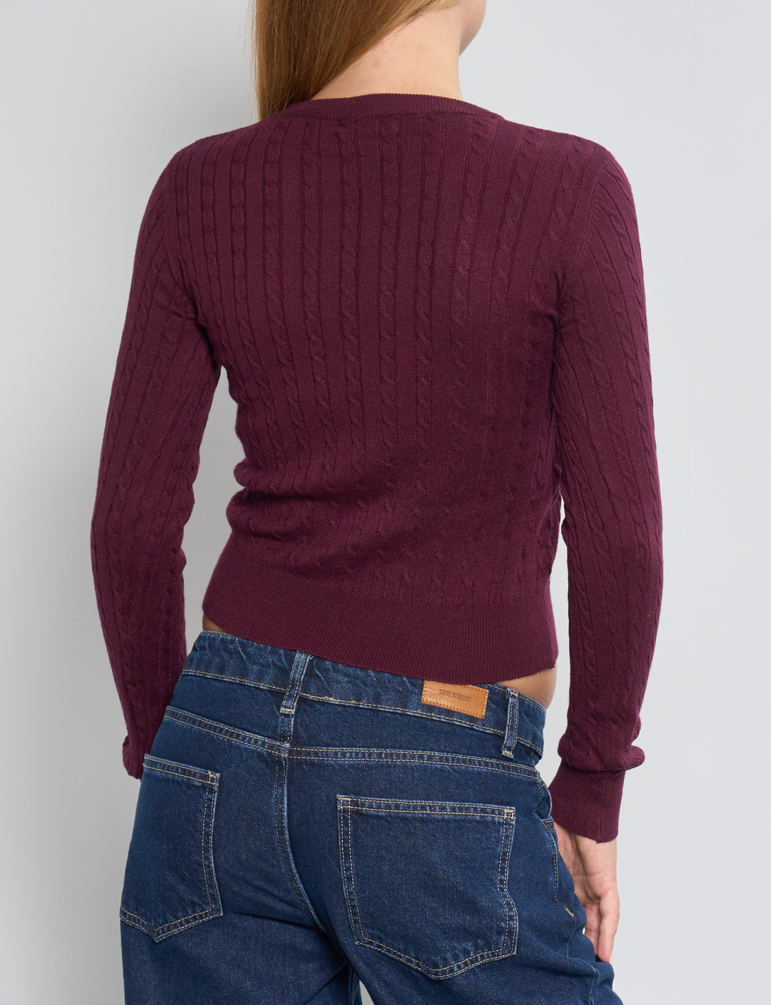 Maglia a trecce bordeaux retro