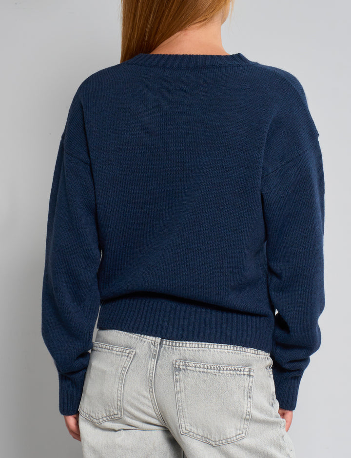 Maglione blu navy con bandiera americana retro