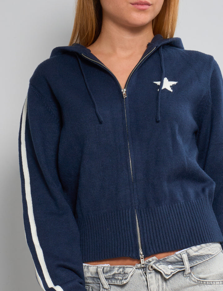 Maglione blu navy in stile felpa con numero 09 e stella frontale