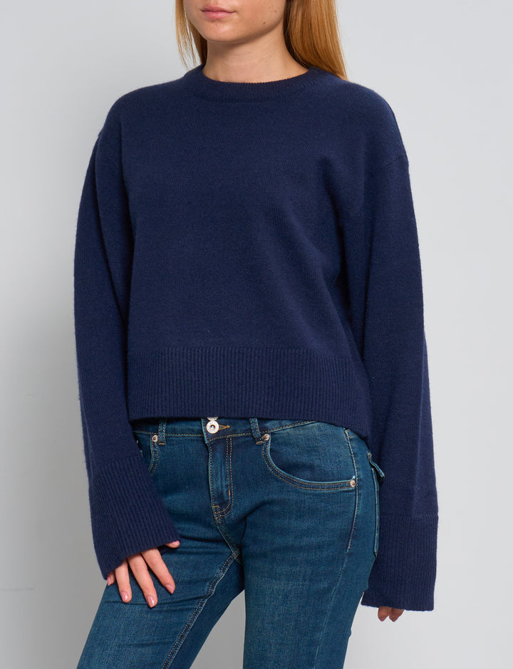 Maglione girocollo blu navy frontale