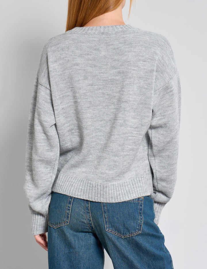 Maglione grigio con bandiera americana retro