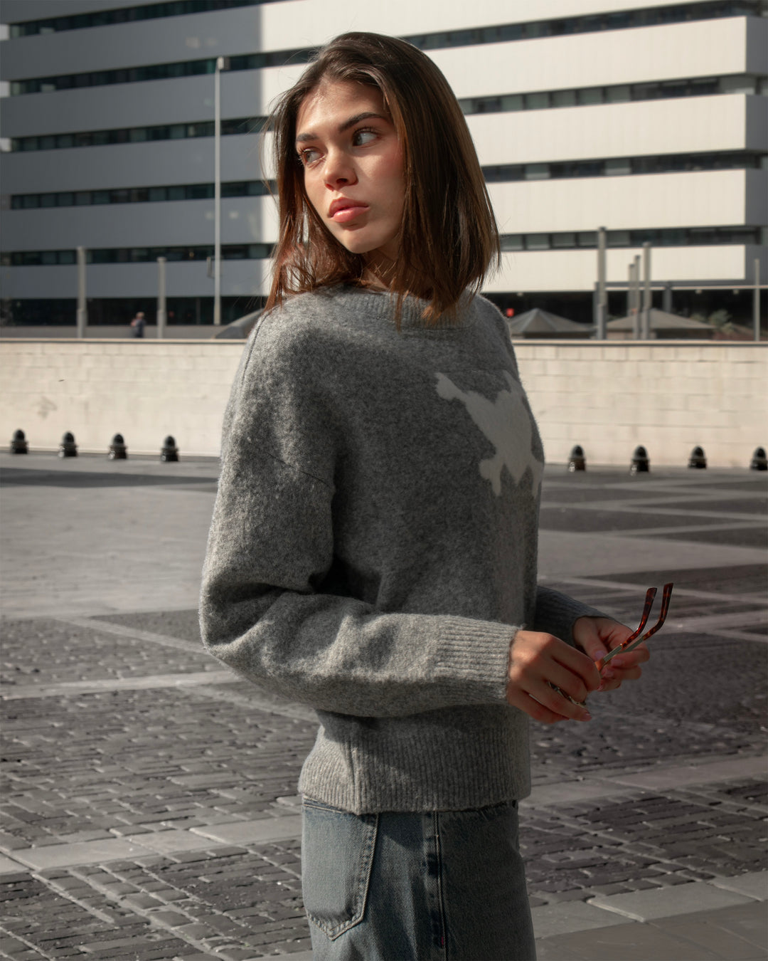 Maglione grigio con cuore teschio copertina
