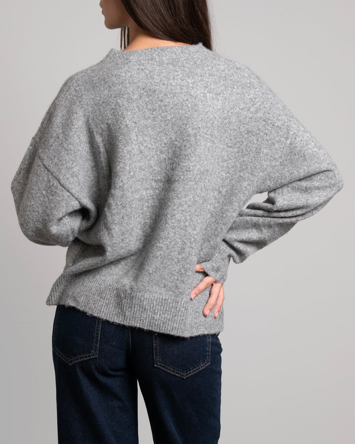 Maglione grigio con cuore teschio retro