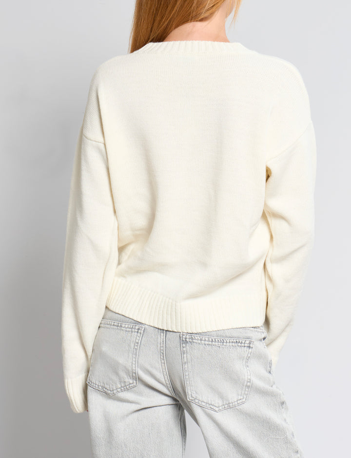 Maglione panna con bandiera americana retro