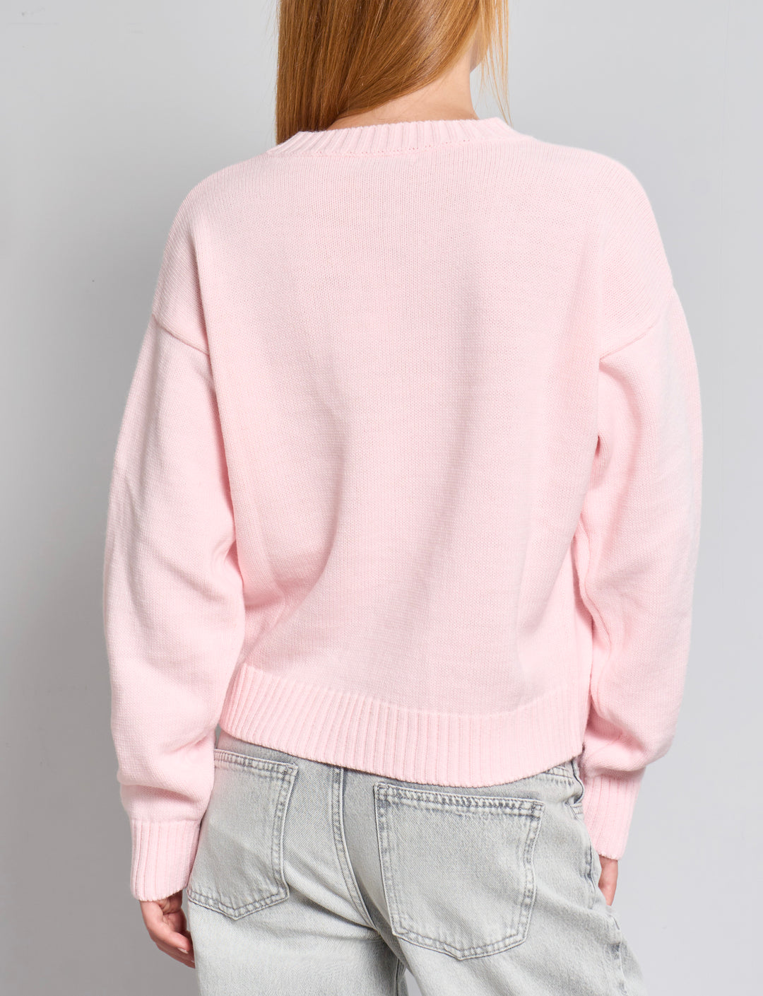Maglione rosa con bandiera americana retro