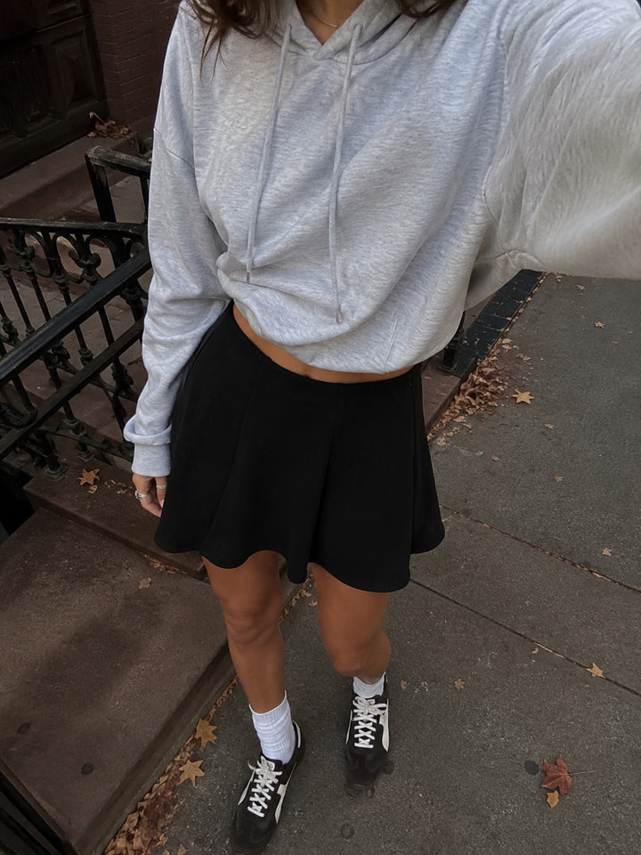 Black flared miniskirt