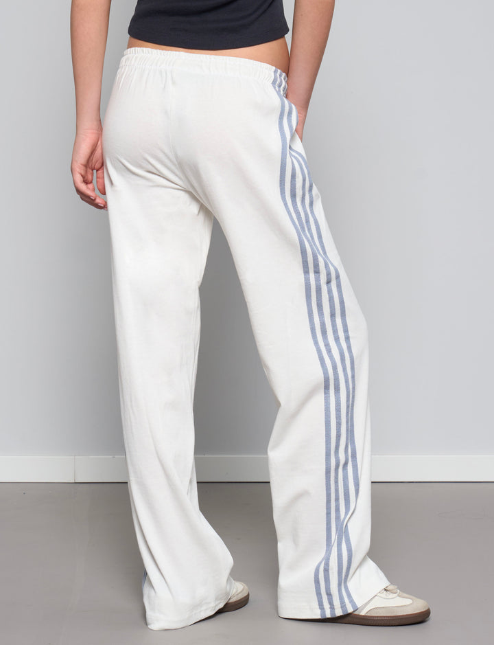 NEIJA-Pantalone tuta panna con righe azzurre retro