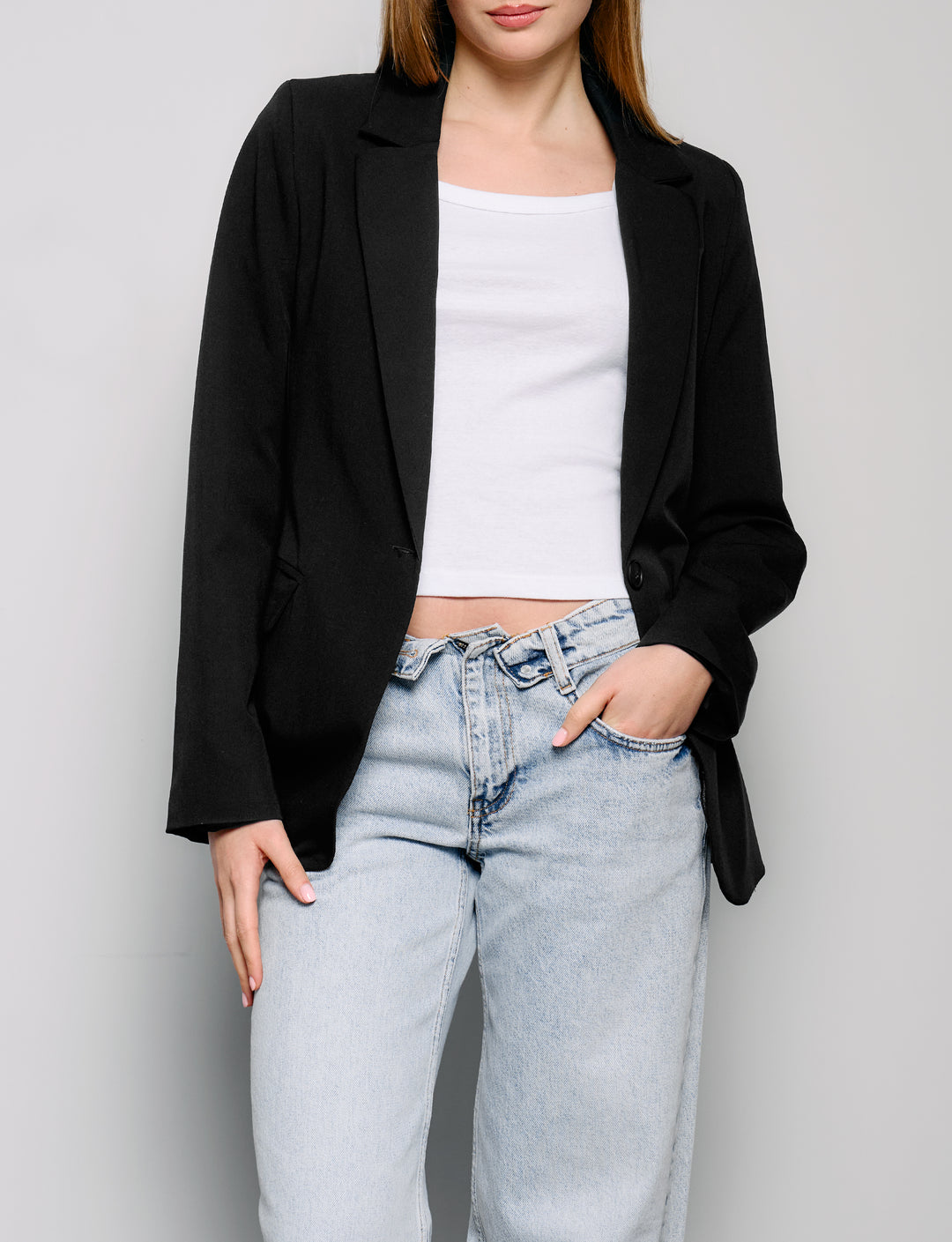 Blazer nero oversize monopetto