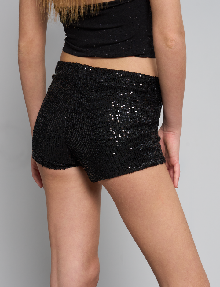 Pantaloncino culotte in paillettes incrociato retro