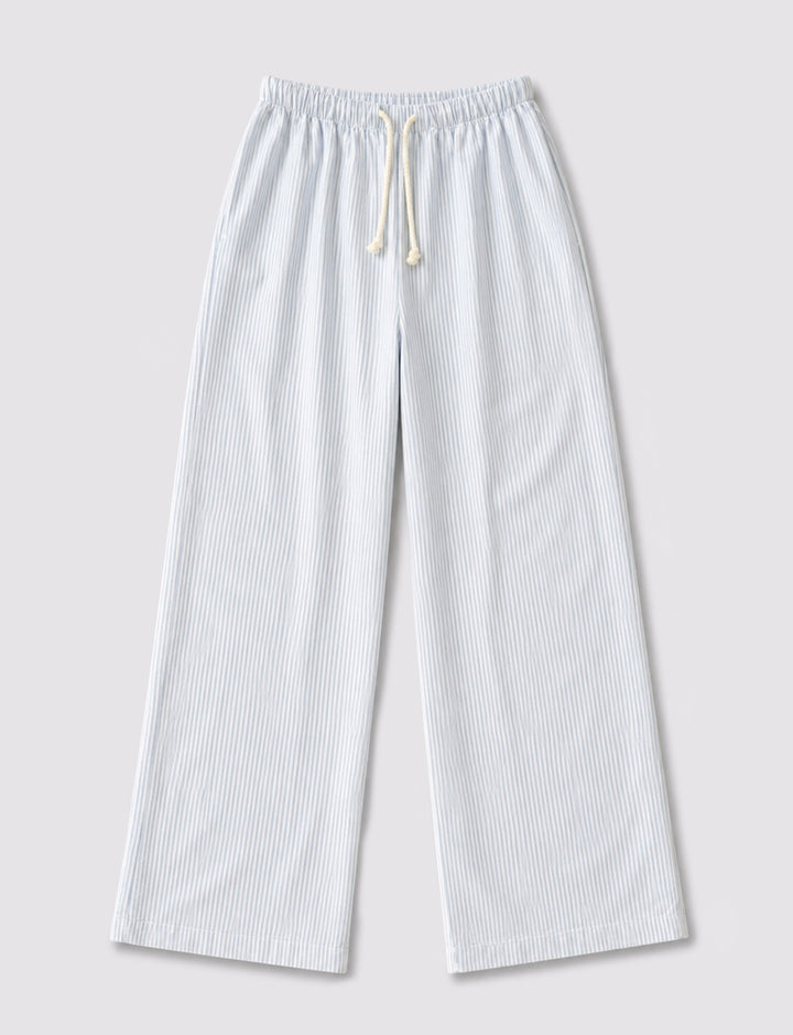 Pantalone a righe azzurre con cordino still life