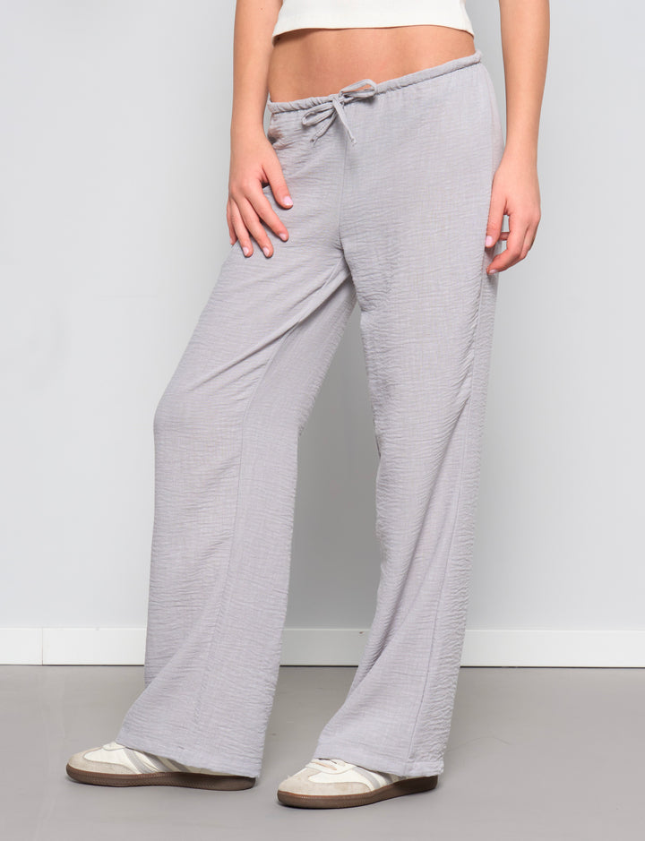 Pantalone effetto lino grigio frontale