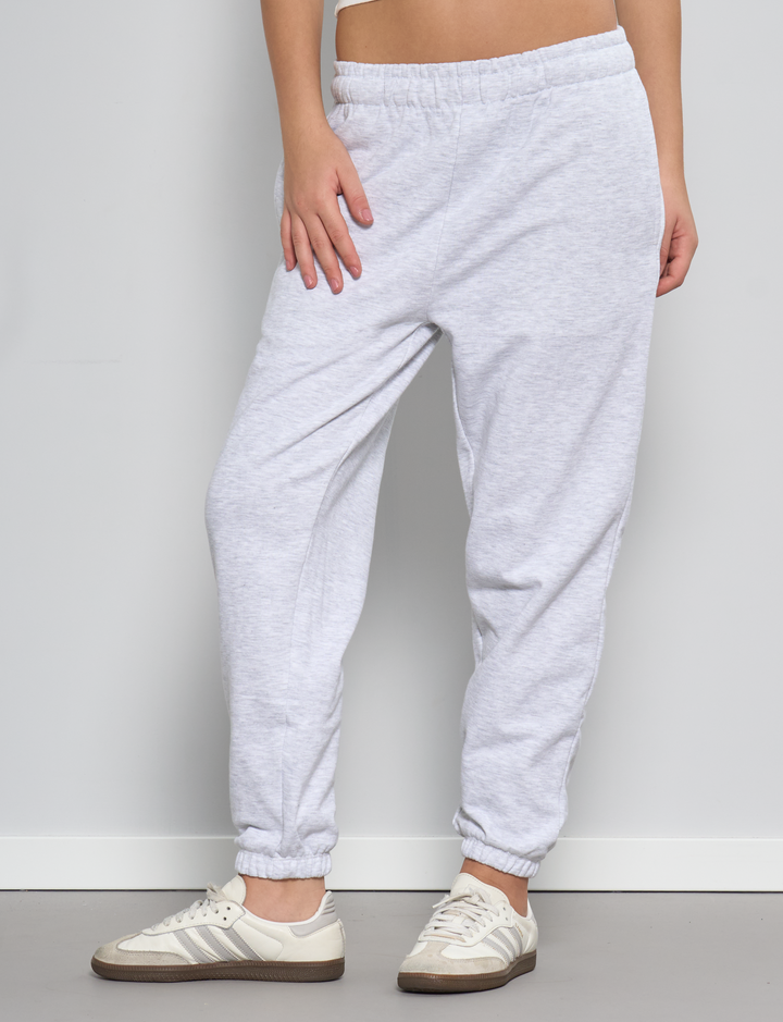 Pantalone grigio chiaro melange in felpa frontale