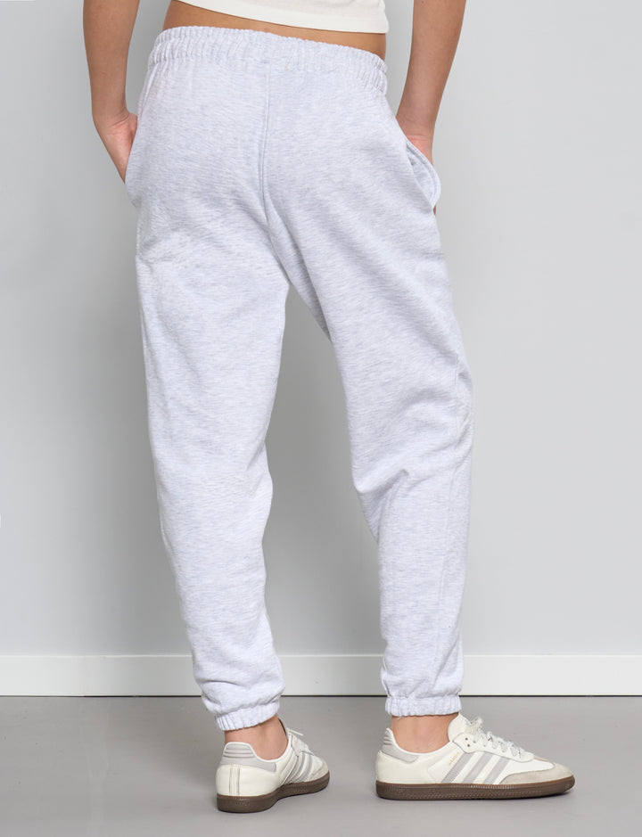 Pantalone grigio chiaro melange in felpa retro
