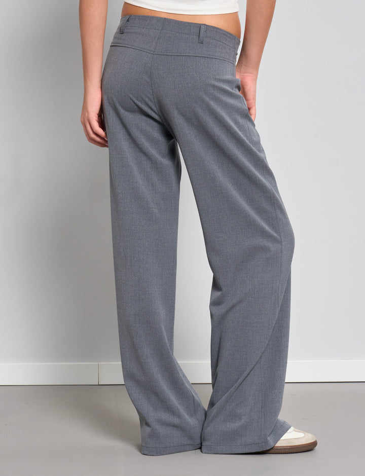 Pantalone grigio scuro elegante a palazzo retro