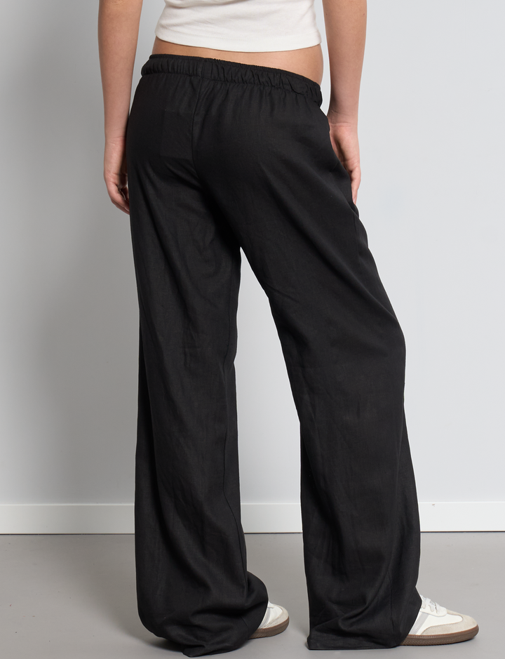 Pantalone in lino nero a palazzo retro