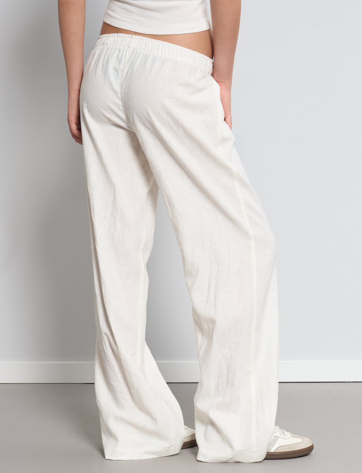 Pantalone in lino panna a palazzo retro