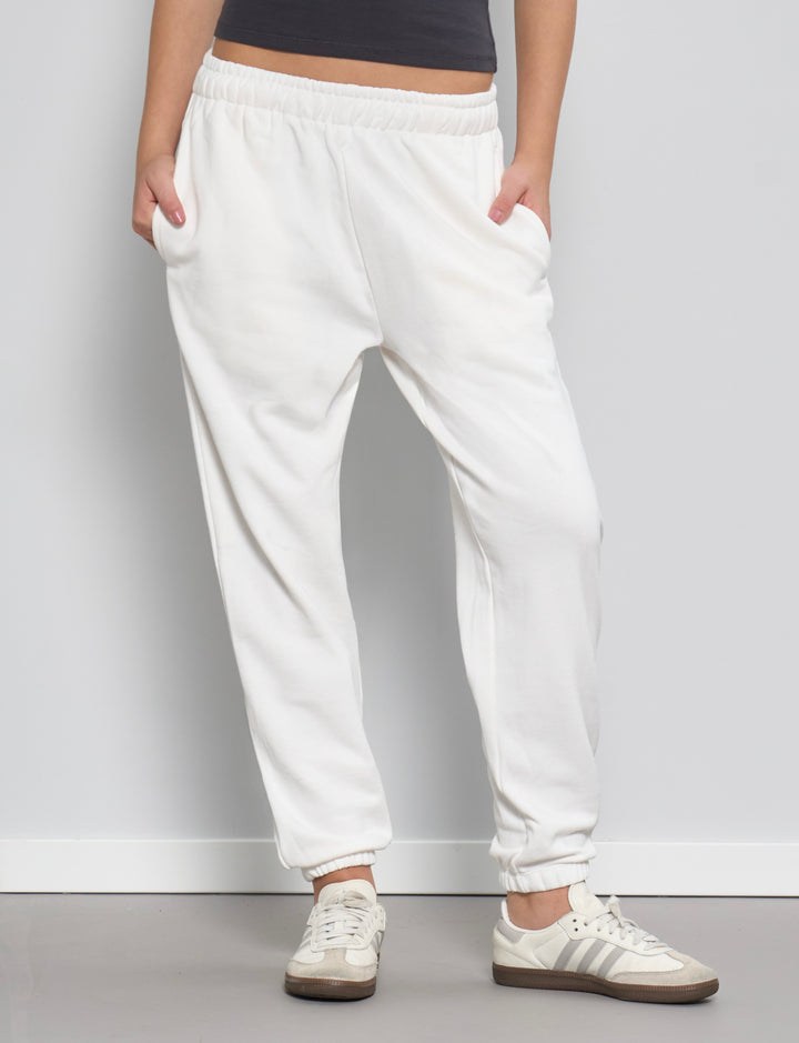 Pantalone panna in felpa frontale