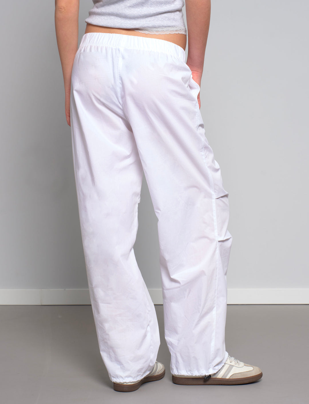Pantalone parachute bianco retro