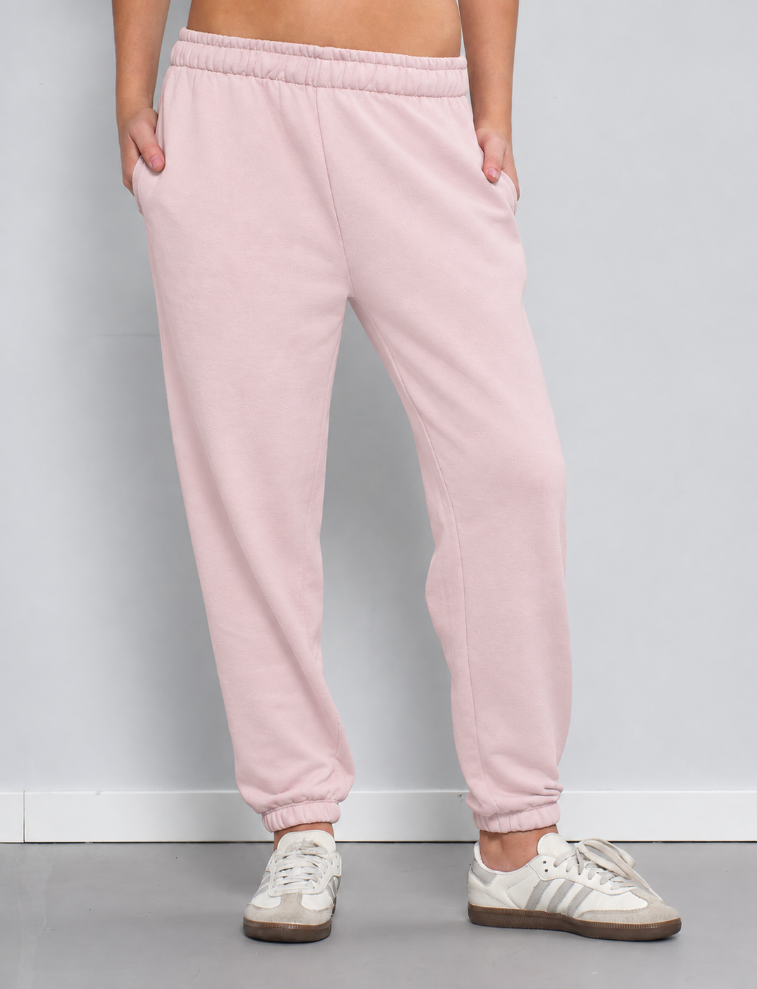 Pantalone rosa in felpa frontale