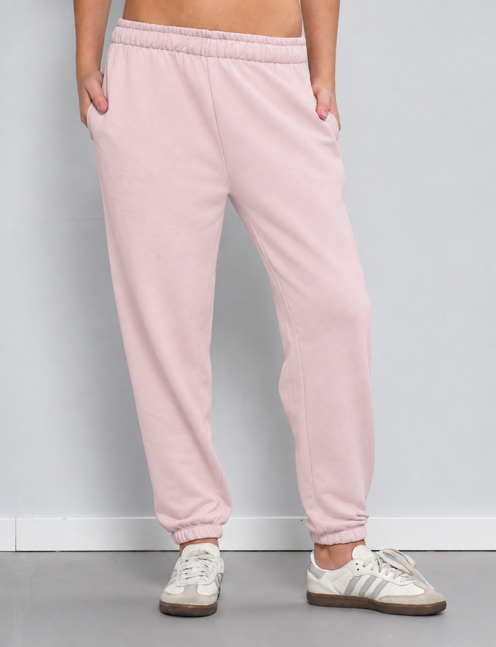 Pantalone rosa in felpa frontale