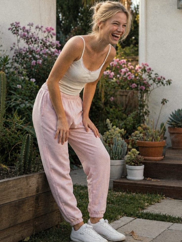 Pantalone rosa in felpa