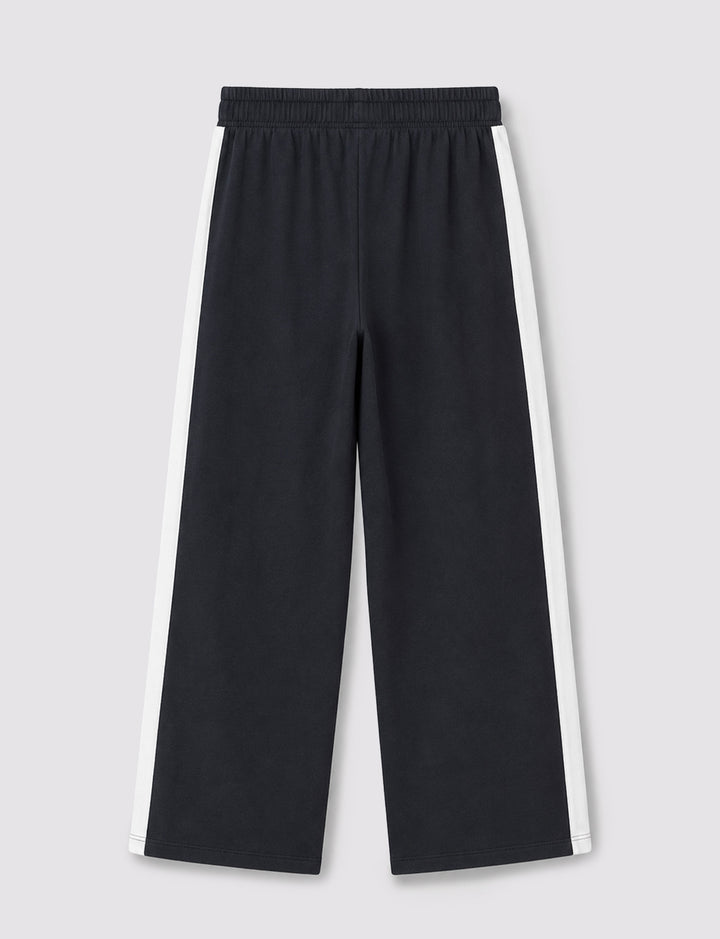 Pantalone tuta wide blu notte con banda bianca still life