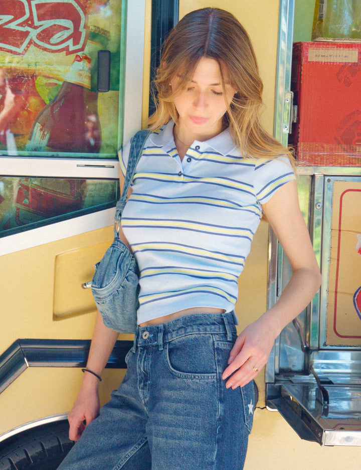 Polo azzurra a righe -  POLO  