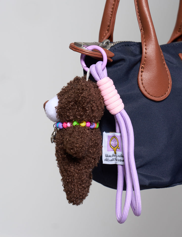 Portachiavi con orsetto in peluche marrone dettaglio