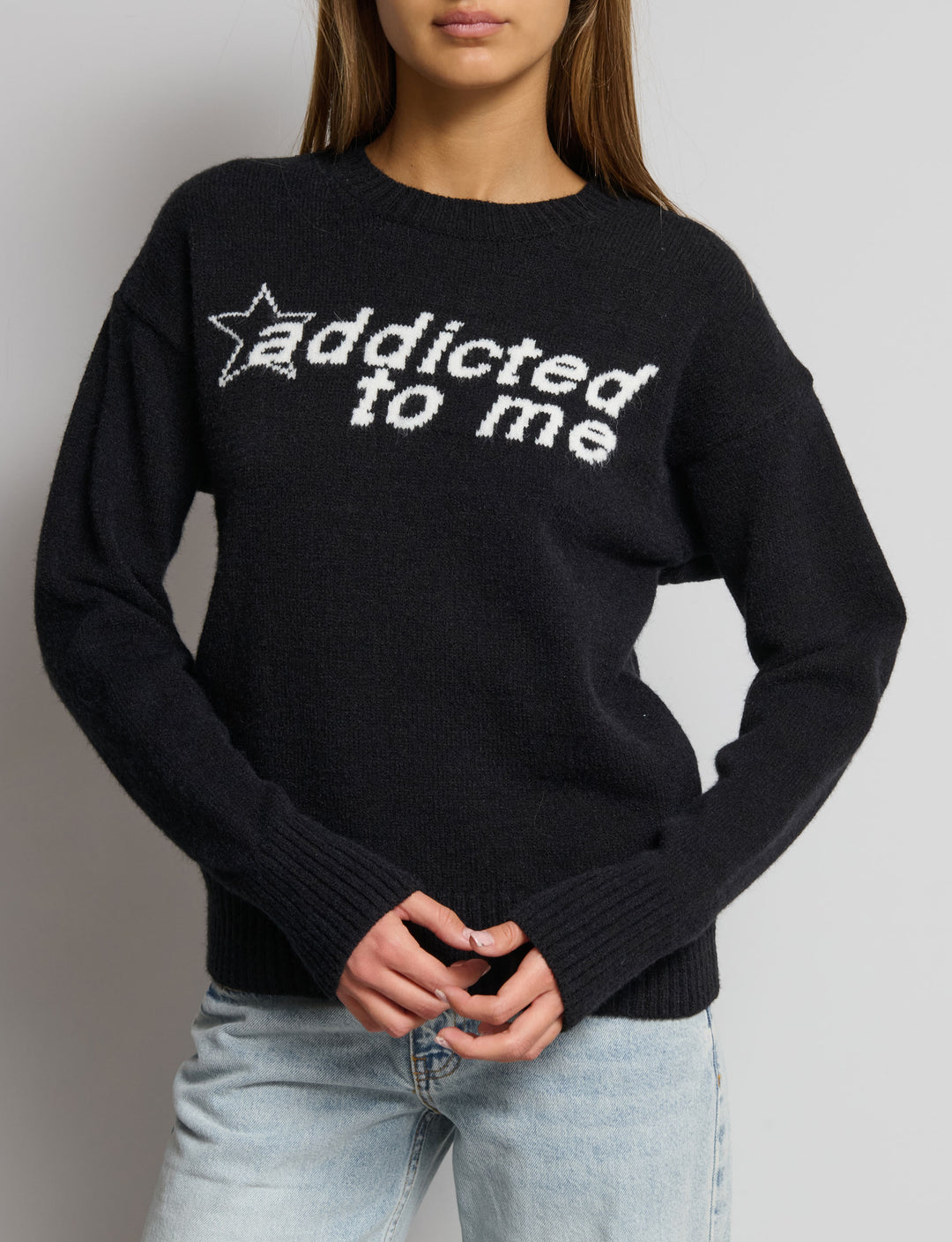 Maglione intarsio scritta