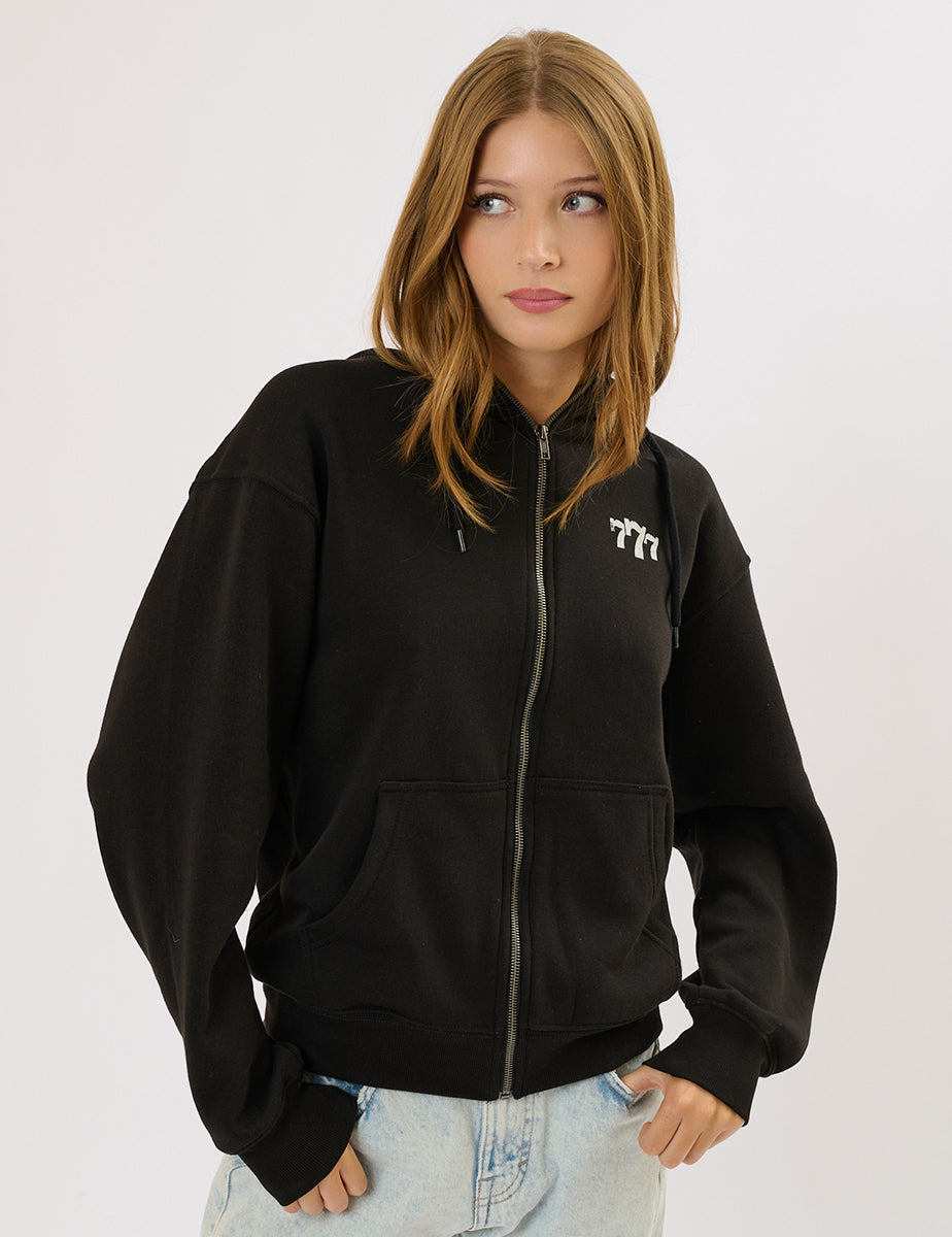 Felpa stampata oversize con zip