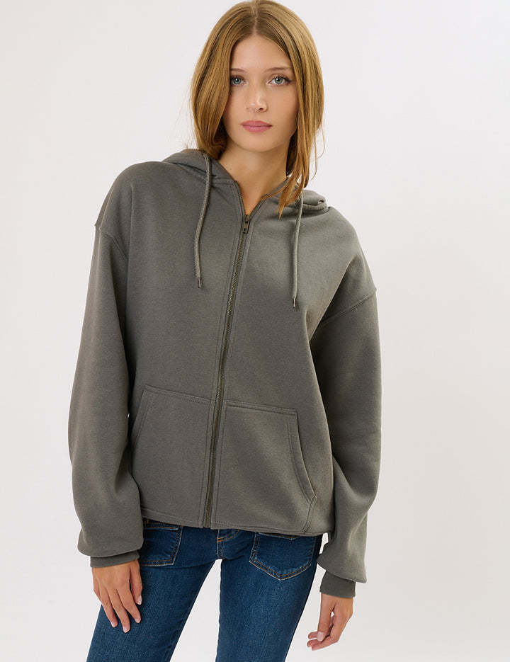 Felpa stampata oversize con zip