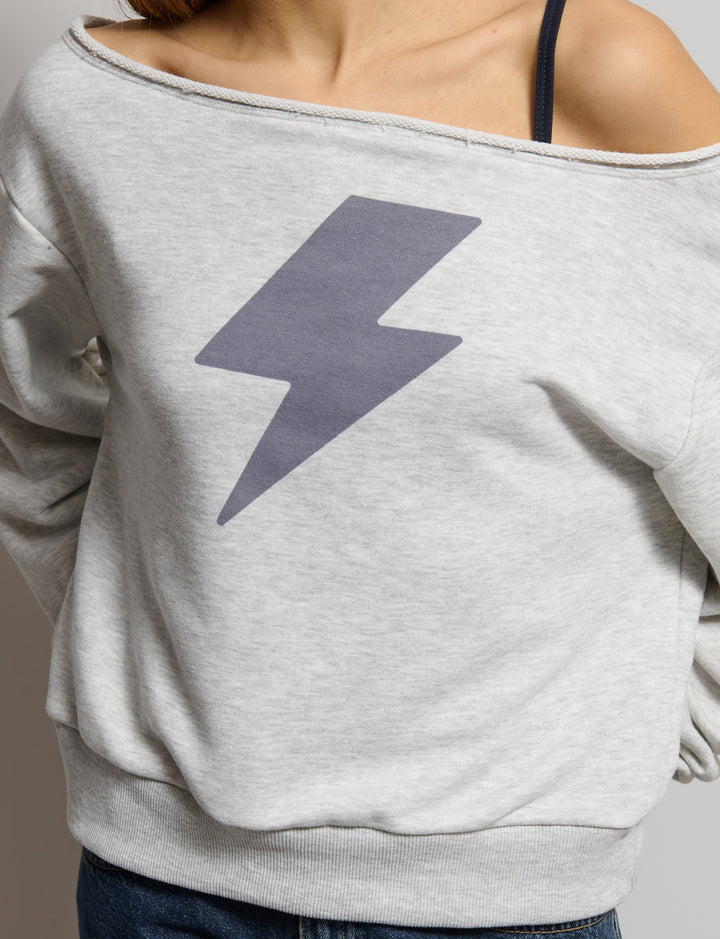 Felpa offshoulder con stampa