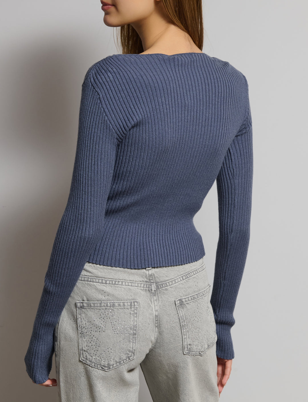 Maglia manica lunga a costine