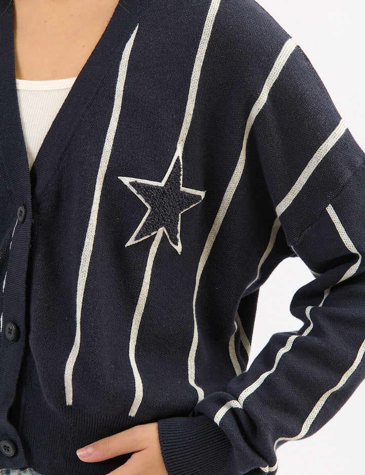 Cardigan oversize a righe con stella