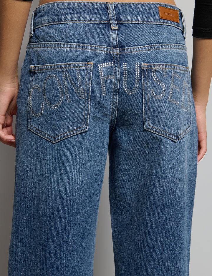 Jeans dritto strass