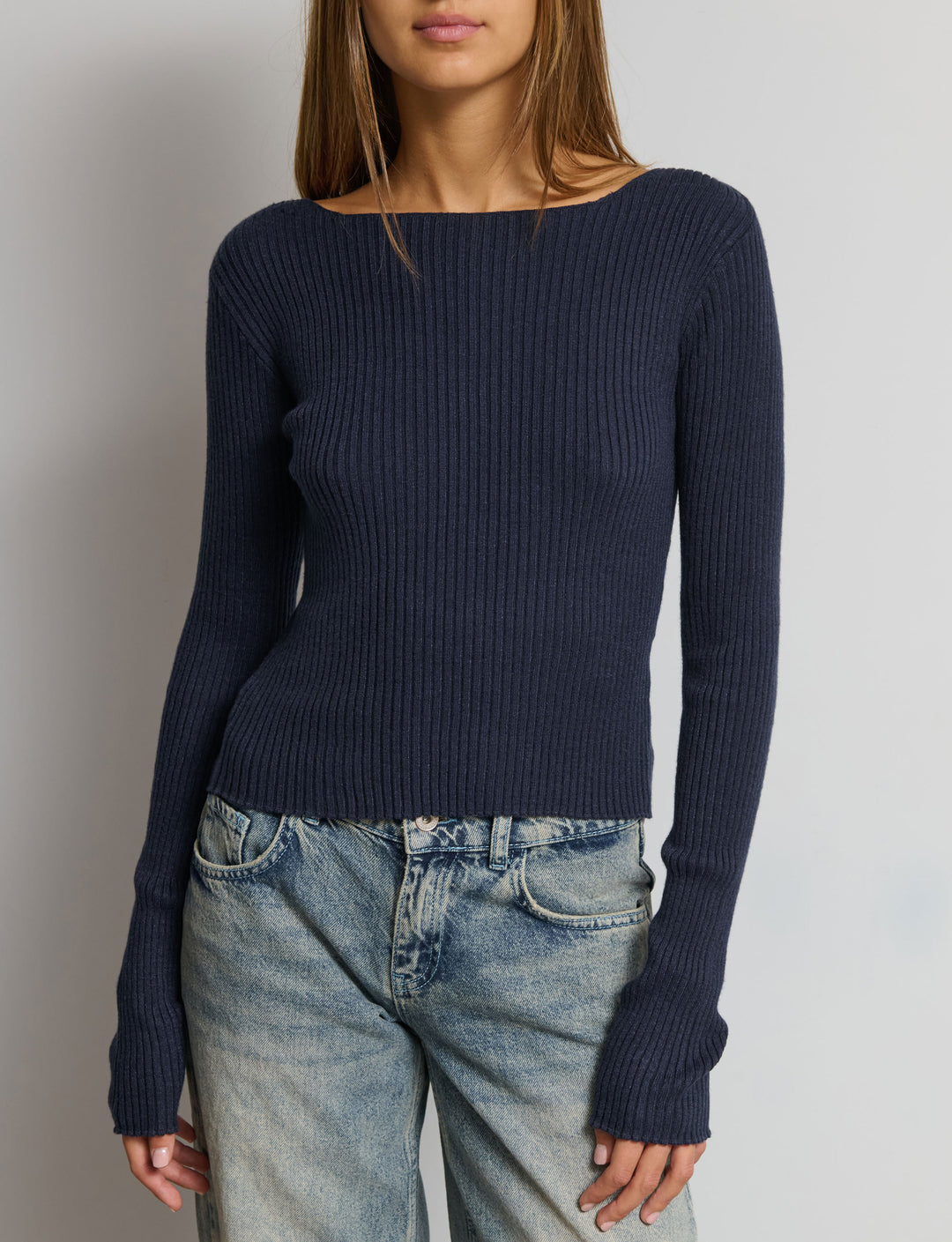 Maglia manica lunga a costine