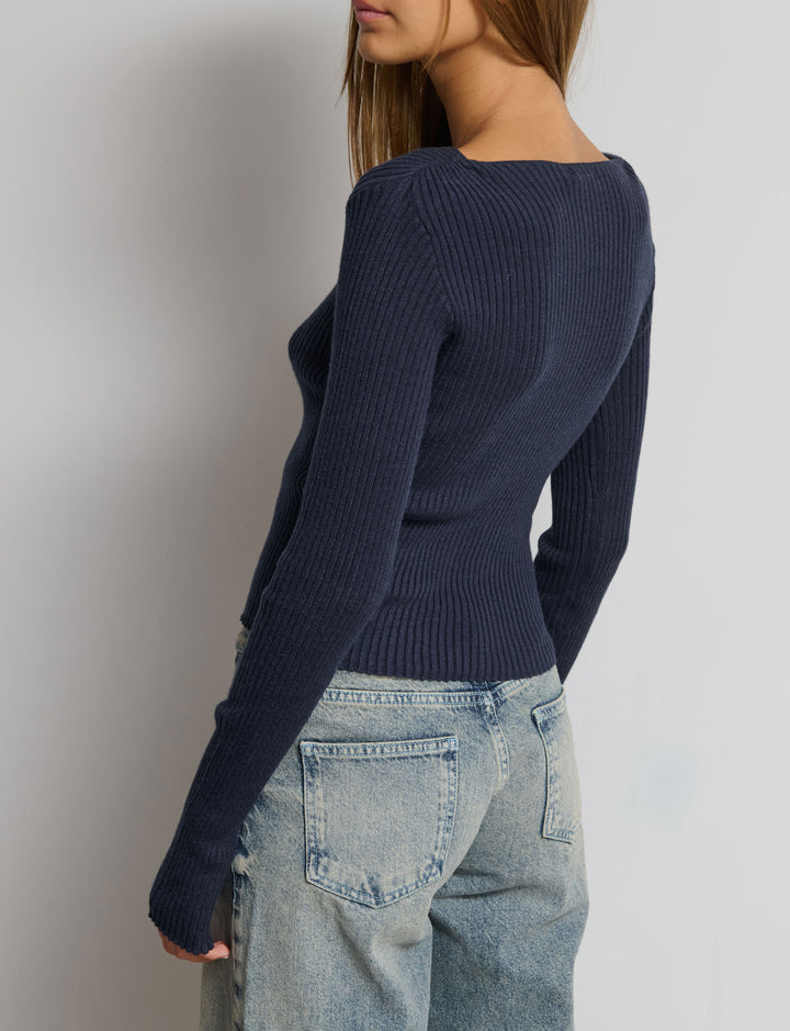 Maglia manica lunga a costine