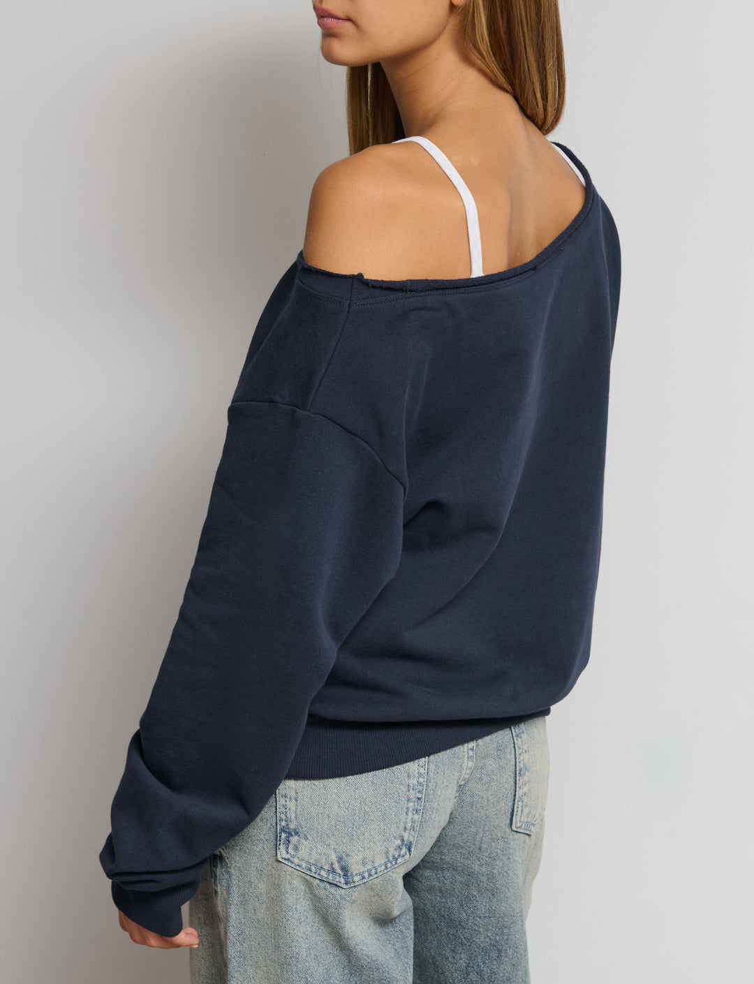 Felpa offshoulder scritta patchwork