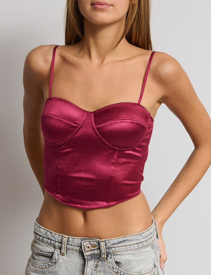 Top Bustino elastico effetto raso