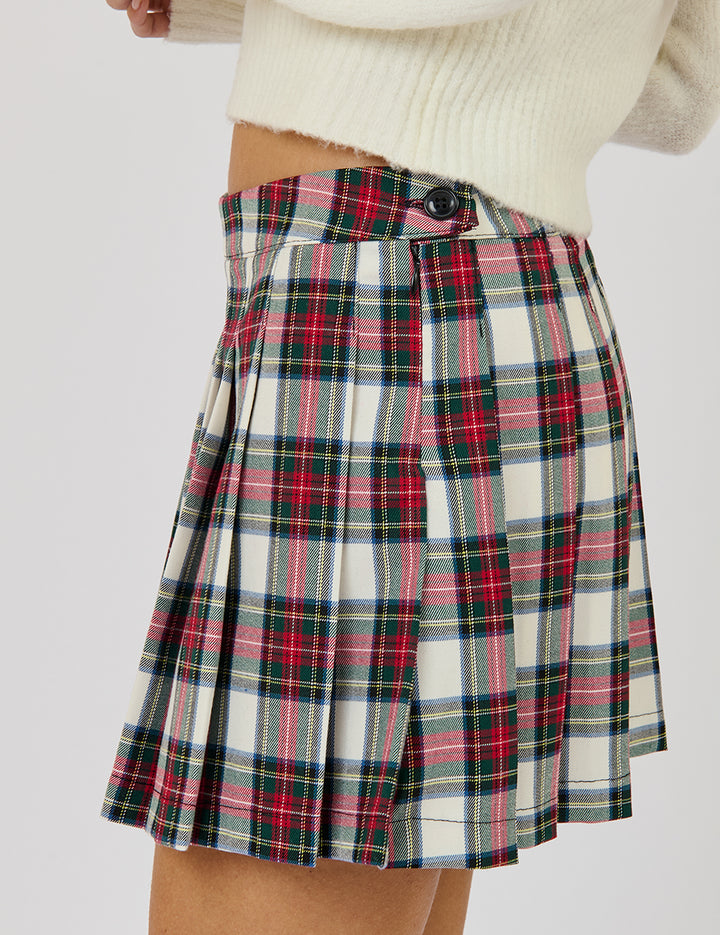 Gonna a pieghe in tartan