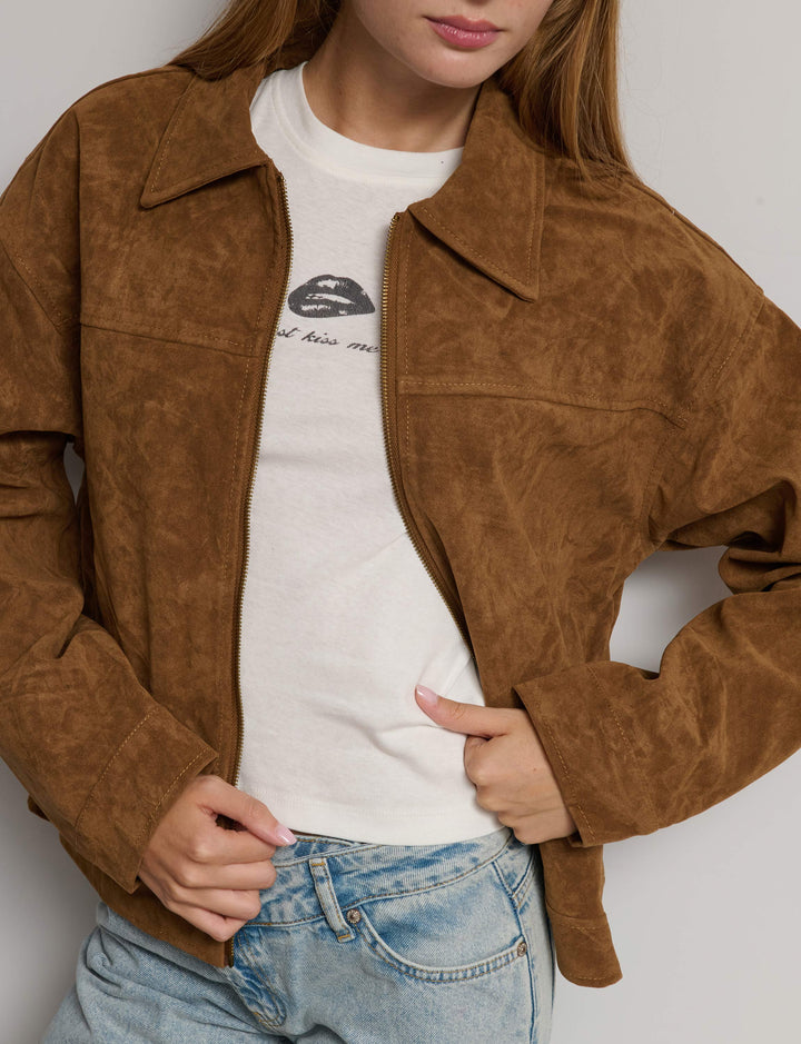 Giacca effetto camoscio