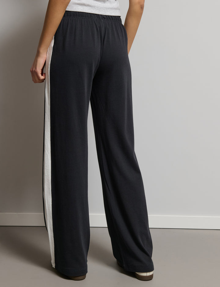 Pantalone tuta wide blu notte con banda bianca