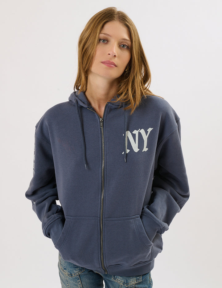 Felpa stampata oversize con zip