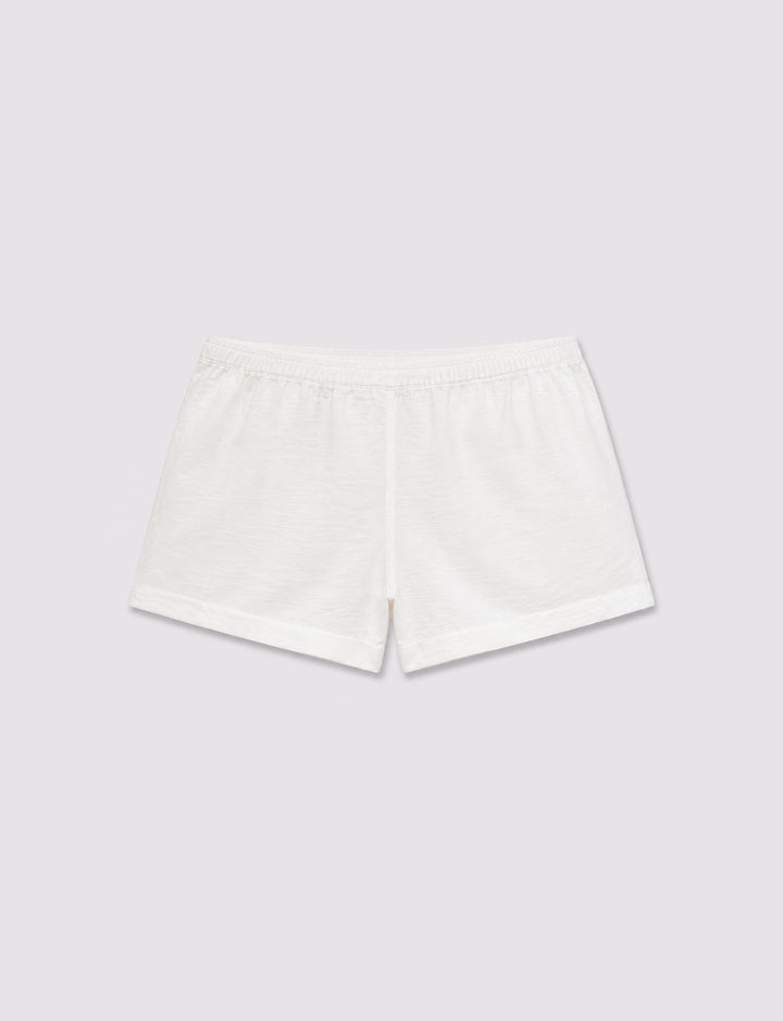 Short bianco in lino con vita elasticizzata still