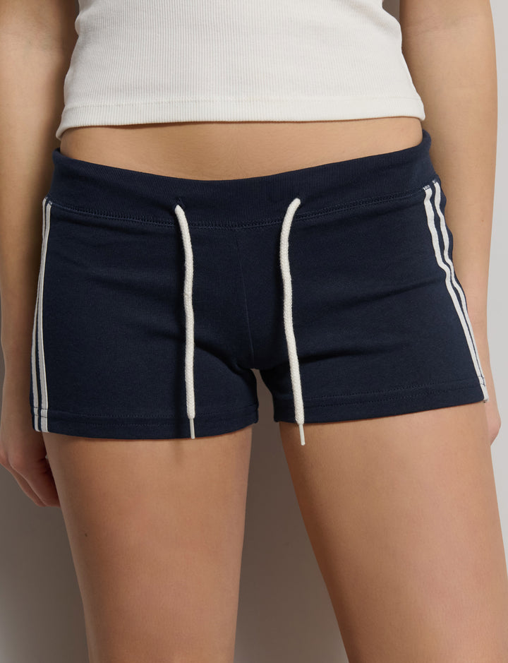 Short blu navy in jersey con righe laterali