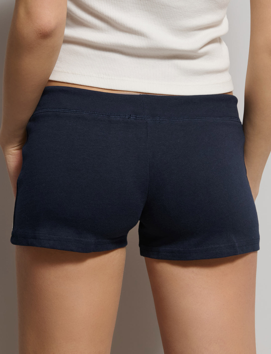 Short blu navy in jersey con righe laterali