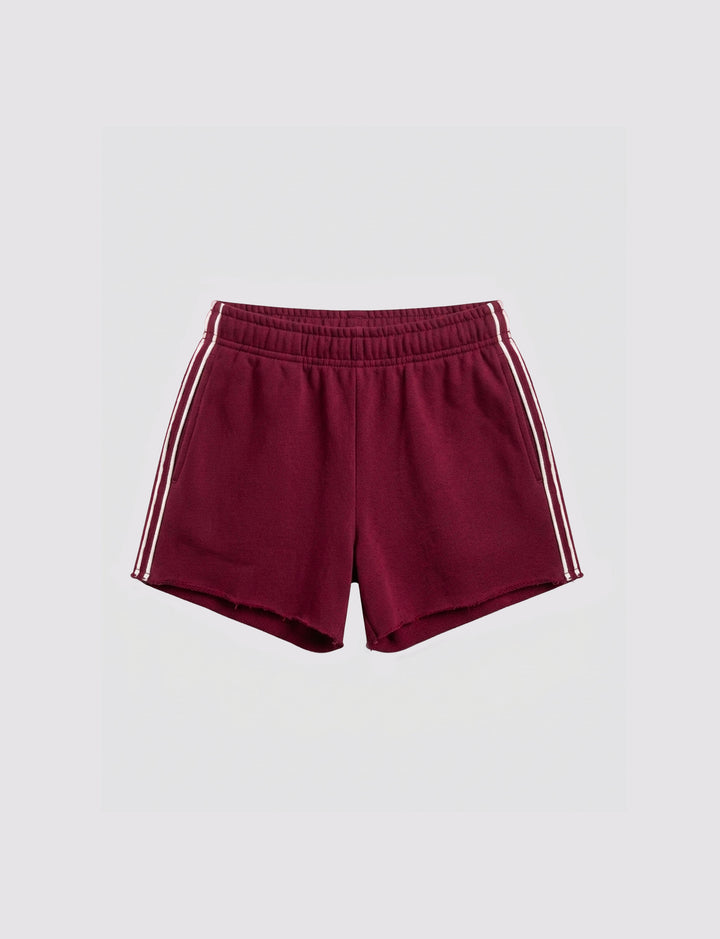 Short bordeaux in jersey con righe laterali stil life