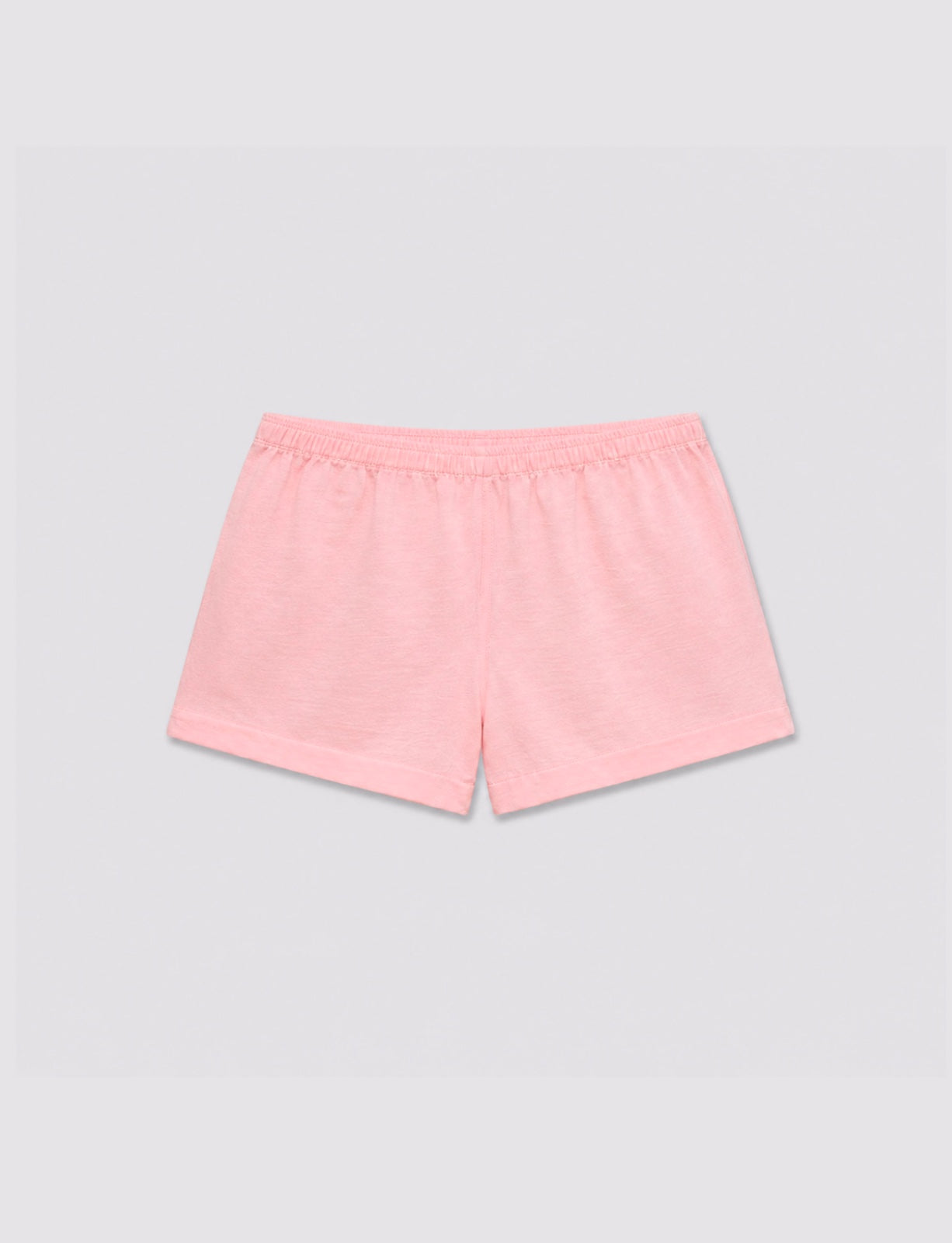 Short rosa in lino con vita elasticizzata