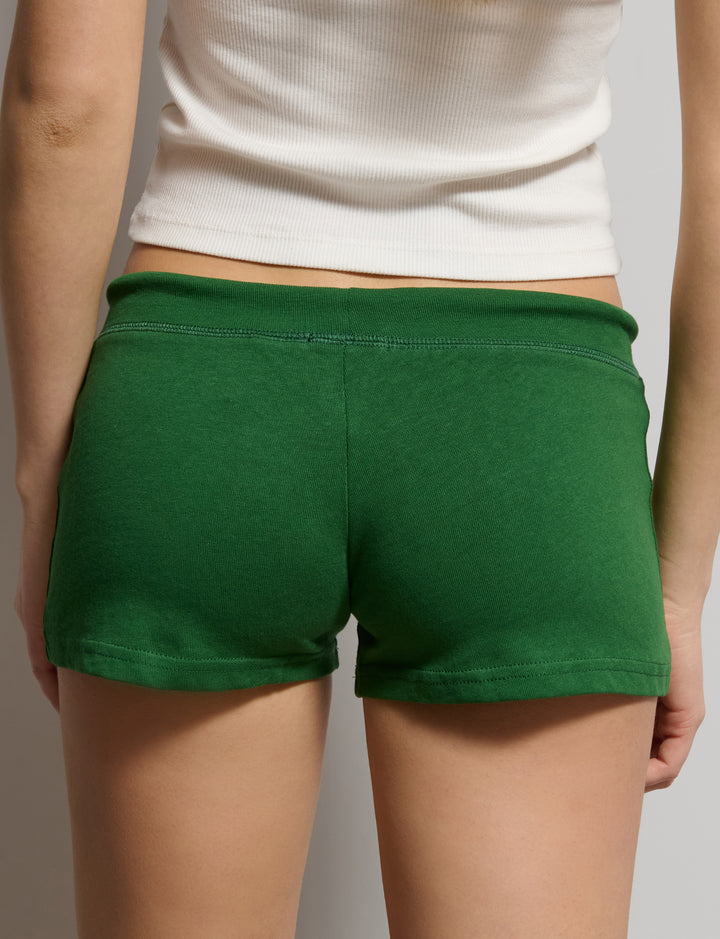 Short verde in jersey con righe laterali e stampe Brasile