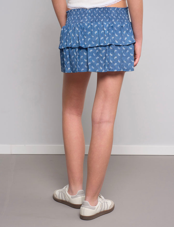 Skort blu a balze con stampe